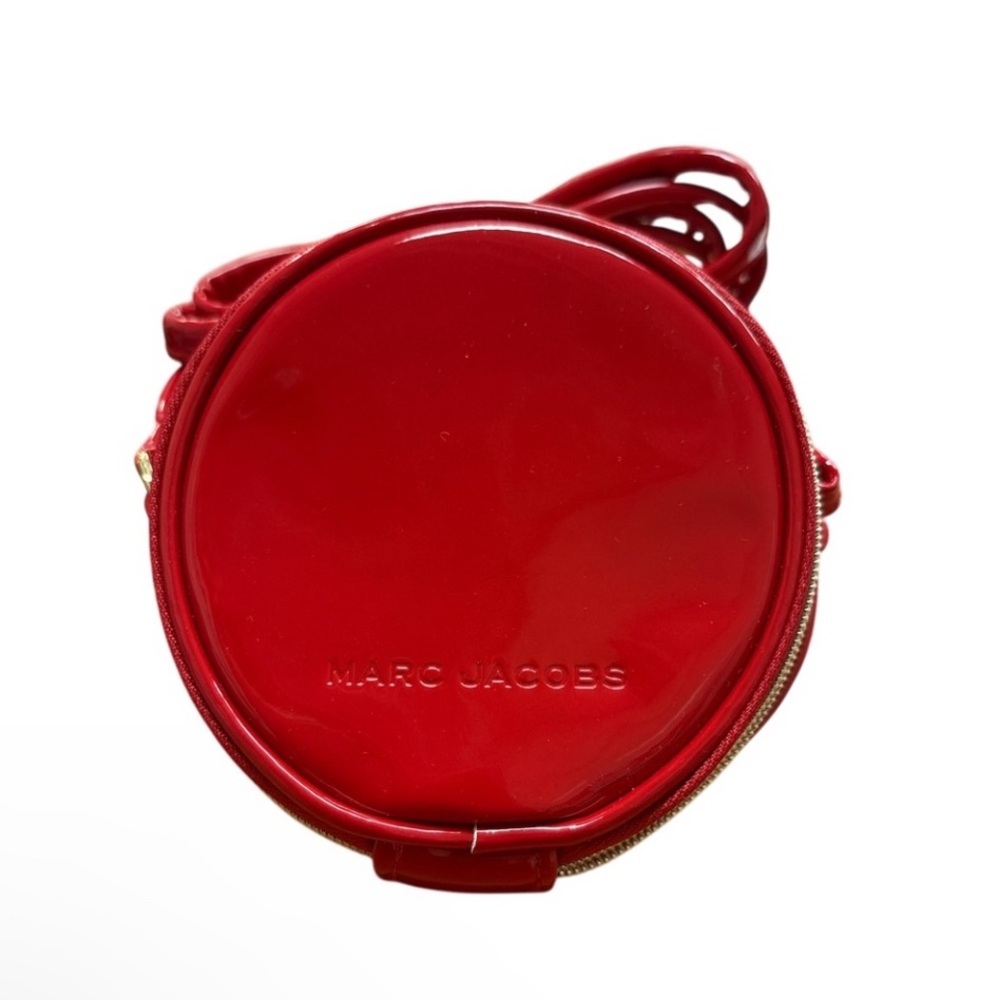 MARC JACOBS Mini Red Patent Leather Crossbody Round 4" Circle Canteen Bag NWT